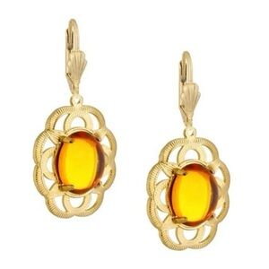 Ali by Alzerina Magnolia Topaz 24K Gold Plated Australian Crystal Earrings + Box